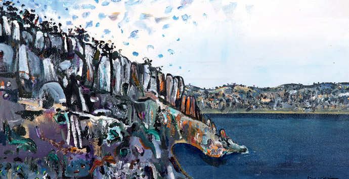 Murray Pass, Erith Island 1974, Fred Williams, Acrylic and gouache on paper